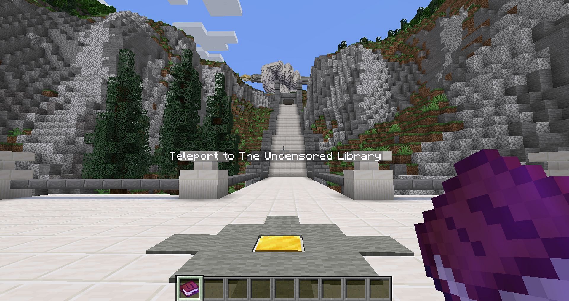 The server's spawn area (Image via Mojang)